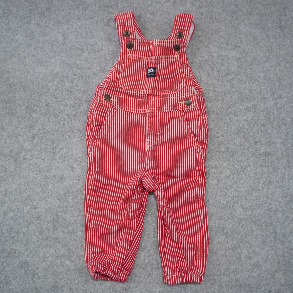Baby B'Gosh 9M Overalls Kids Red Hickory Stripe Bibs Overalls Retro Adorable